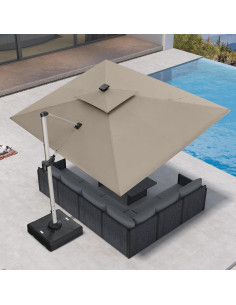 Paraguas Grande de Patio PURPLE LEAF 2.74m x 3.66m con LED Solar 2