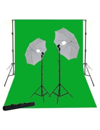 Kit de Iluminación ePhoto con Pantalla Verde Chroma Key 3.05x3.66m