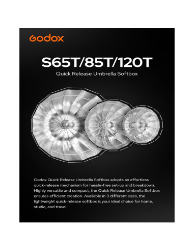 Godox Softbox S65T 65cm Paraguas Rápido con Rejilla - Portátil