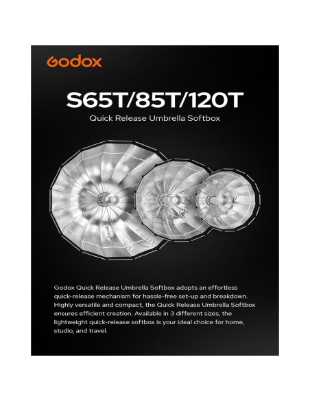 Godox Softbox S65T 65cm Paraguas Rápido con Rejilla - Portátil