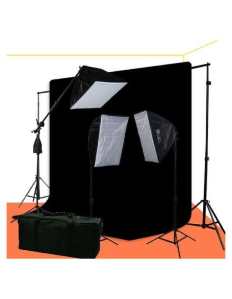 Kit de Iluminación de Estudio ePhoto 2700W con Muselina Negra