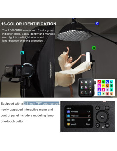 Flash Estroboscópico Godox AD600BMII 600Ws con Batería 8940mAh 2