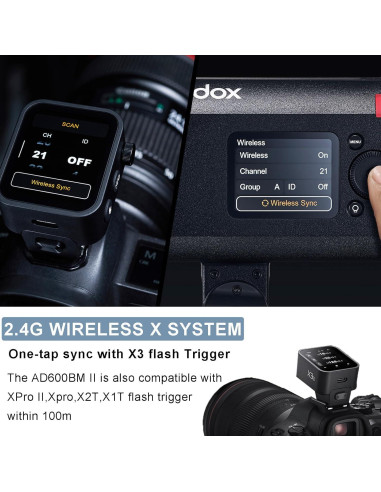 Flash Estroboscópico Godox AD600BMII 600Ws con Batería 8940mAh