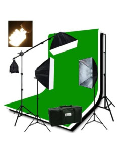 Kit de Iluminación de Video ePhotoInc con Fondos Muselina 3200K