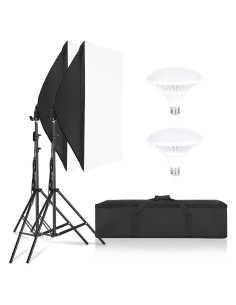 Kit de Iluminación Fotográfica Kshioe Softbox 50x70cm con 2 Bombillas LED 5500K
