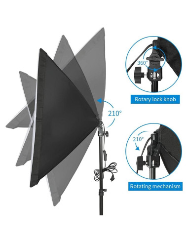 Kit de Iluminación Fotográfica Kshioe Softbox 50x70cm con 2 Bombillas LED 5500K