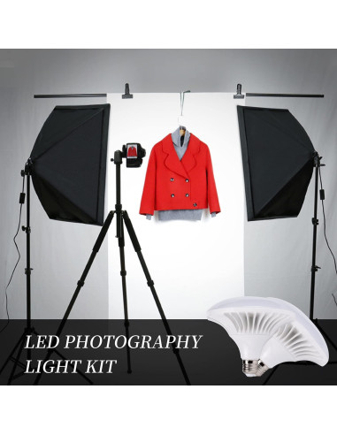 Kit de Iluminación Fotográfica Kshioe Softbox 50x70cm con 2 Bombillas LED 5500K