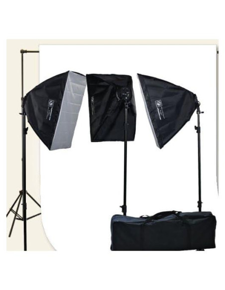 Kit de Iluminación Continua ePhoto H9004S3-1012W con Softbox y Fondo