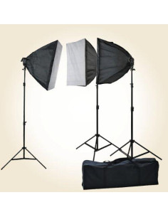 Kit de Iluminación Continua ePhoto H9004S3-1012W con Softbox y Fondo 2