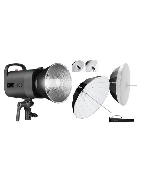 Flash Estroboscópico NEEWER S101-400W 400Ws 5600K con Paraguas 180cm