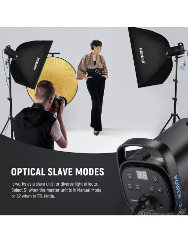 Flash Estroboscópico NEEWER S101-400W 400Ws 5600K con Paraguas 180cm