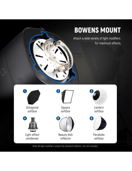 Flash Estroboscópico NEEWER S101-400W 400Ws 5600K con Paraguas 180cm