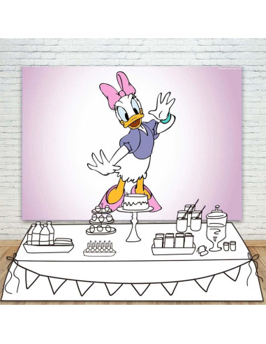 Fondo Vinilo Daisy Duck 2.13x1.52m Púrpura para Baby Shower
