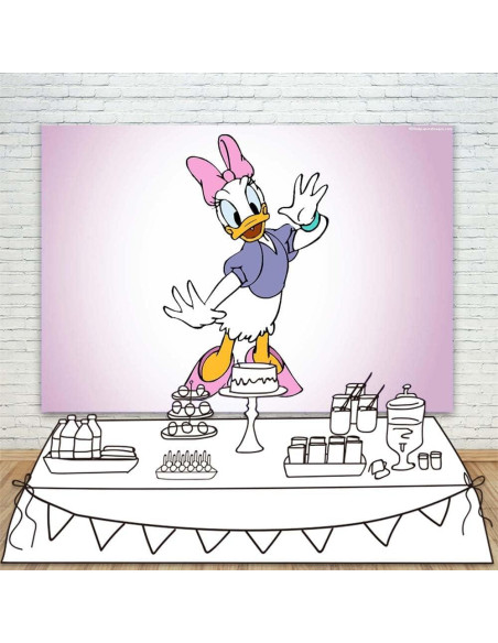 Fondo Vinilo Daisy Duck 2.13x1.52m Púrpura para Baby Shower