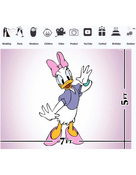 Fondo Vinilo Daisy Duck 2.13x1.52m Púrpura para Baby Shower