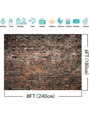 Fondo de Fotografía Ladrillo Retro 2.4x1.8m DH-262