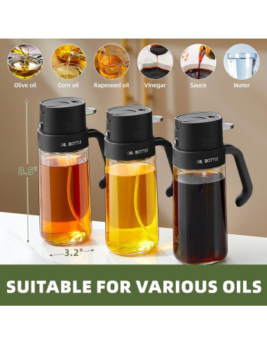 Dispensador de Aceite de Oliva THETCHRY 550ml Vidrio Negro