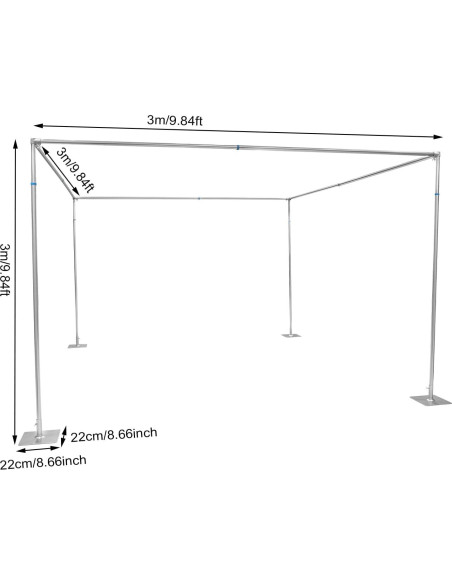 Kit Soporte de Fondo Bokknppo 3x3 m Ajustable para Bodas