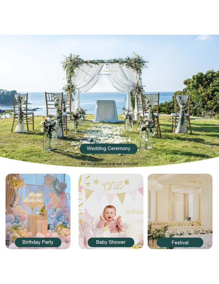 Soporte de Arco de Boda Cuadrado Aoliu 3x3M Hierro Dorado