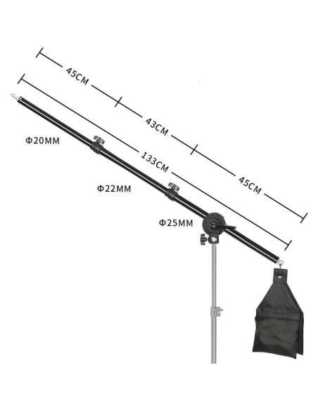 Soporte de Luz Profesional Sellvia con Brazo Telescópico y Bolsa de Arena