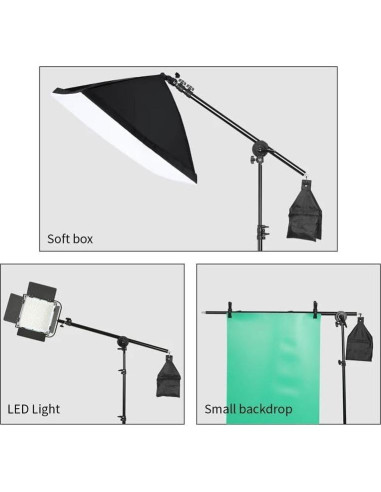 Soporte de Luz Profesional Sellvia con Brazo Telescópico y Bolsa de Arena