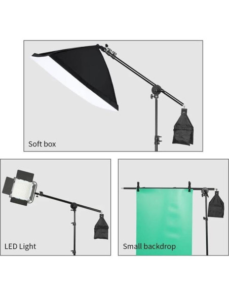 Soporte de Luz Profesional Sellvia con Brazo Telescópico y Bolsa de Arena