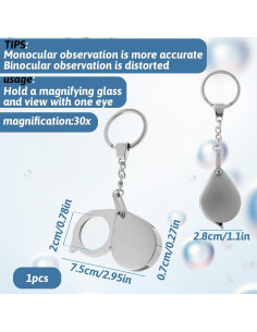 Lupa de bolsillo 30X Xthrotsenk, plegable, 25 mm, viaje 2