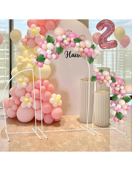Soporte de Arco de Boda Eleebase 2.2m Media Luna Beige