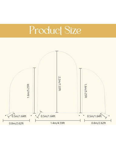 Soporte de Arco de Boda Eleebase 2.2m Media Luna Beige