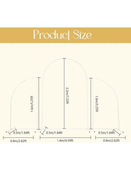 Soporte de Arco de Boda Eleebase 2.2m Media Luna Beige