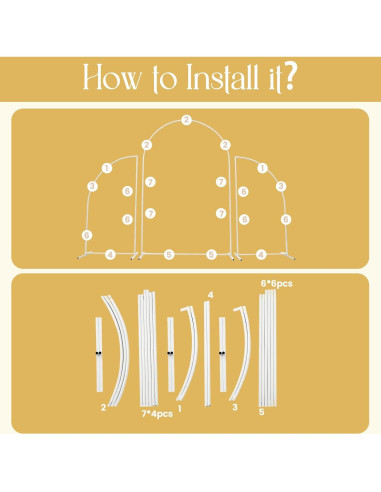Soporte de Arco de Boda Eleebase 2.2m Media Luna Beige