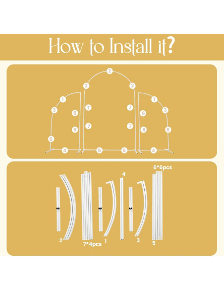 Soporte de Arco de Boda Eleebase 2.2m Media Luna Beige