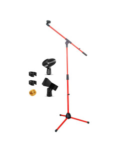 Soporte de Micrófono de Trípode 5 Core MS 080 Rojo Ajustable 45.72-182.88 cm