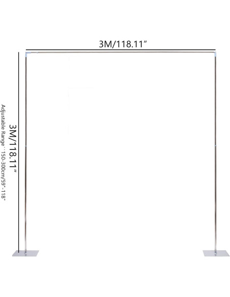Soporte de Fondo Ajustable LOYALHEARTDY 3x3m Acero Inoxidable