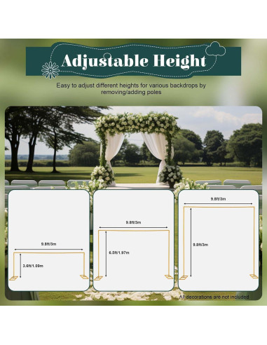 Soporte de Arco de Boda Cuadrado Ajustable Dfmyhked 1.09m a 2.97m