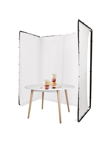 Kit de fondo fotográfico blanco 2.4x4m con soporte ajustable