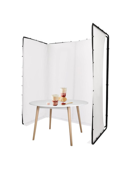 Kit de fondo fotográfico blanco 2.4x4m con soporte ajustable