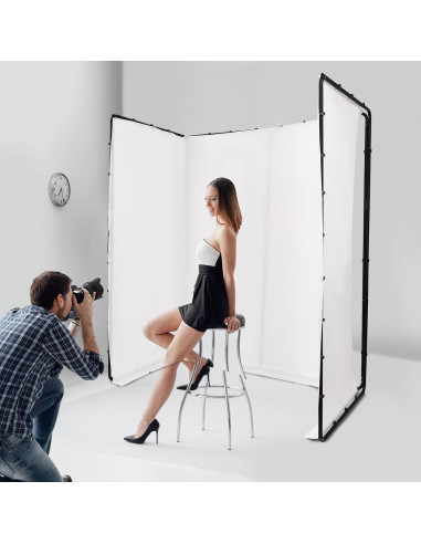 Kit de fondo fotográfico blanco 2.4x4m con soporte ajustable