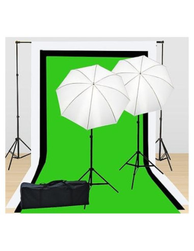 Kit de Iluminación de Video Fancierstudio FS69BWG con Soporte y 3 Telones