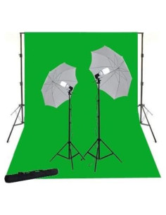 Kit de Pantalla Verde Chroma Key 10x24ft ePhoto + Iluminación