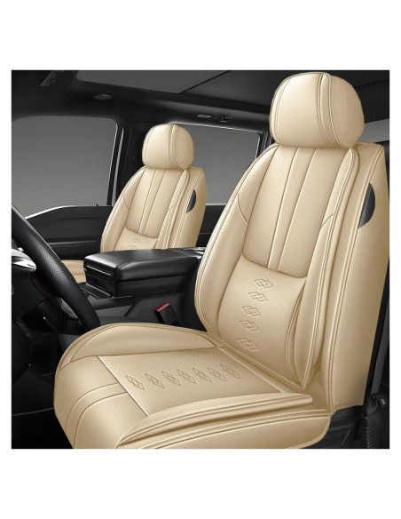 Cubiertas de Asiento Delantero QUFEI para Toyota Yaris iA 2017-2018 Beige