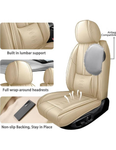 Cubiertas de Asiento Delantero QUFEI para Toyota Yaris iA 2017-2018 Beige 2