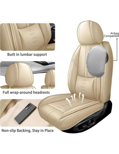 Cubiertas de Asiento Delantero QUFEI para Toyota Yaris iA 2017-2018 Beige