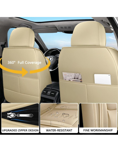 Cubiertas de Asiento Delantero QUFEI para Toyota Yaris iA 2017-2018 Beige