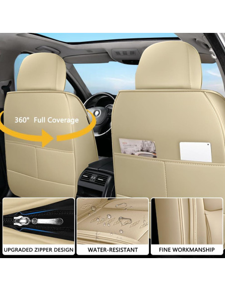 Cubiertas de Asiento Delantero QUFEI para Toyota Yaris iA 2017-2018 Beige