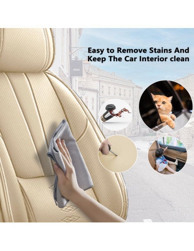 Cubiertas de Asiento Delantero QUFEI para Toyota Yaris iA 2017-2018 Beige