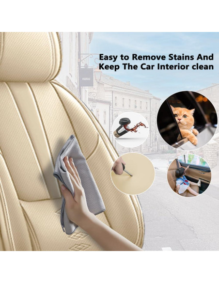 Cubiertas de Asiento Delantero QUFEI para Toyota Yaris iA 2017-2018 Beige