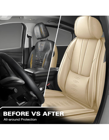 Cubiertas de Asiento Delantero QUFEI para Toyota Yaris iA 2017-2018 Beige