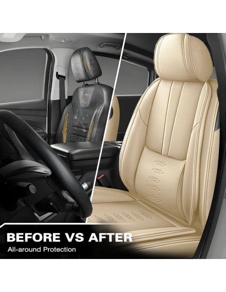 Cubiertas de Asiento Delantero QUFEI para Toyota Yaris iA 2017-2018 Beige