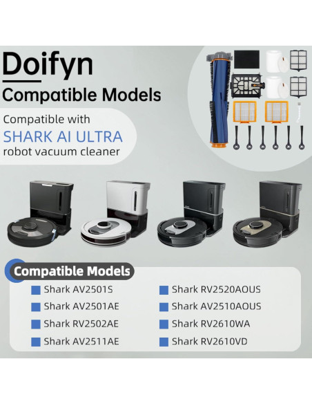 Repuestos Doifyn para Aspiradora Robot Shark AV2500ZE - 1 Cepillo, 2 Filtros